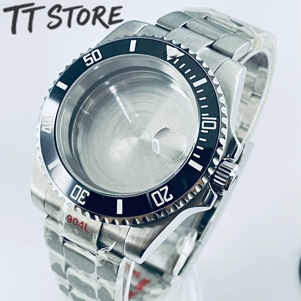 Silver 40mm Watch with Ceramic Bezel and Sapphire Case