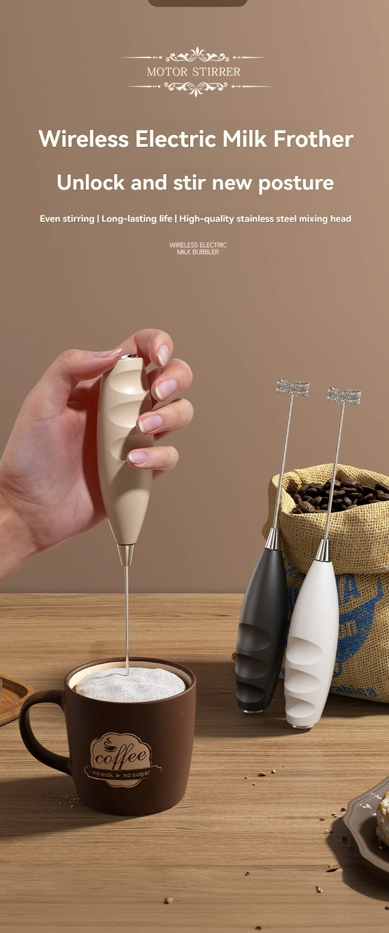 Description Picture 2 of itemHandheld multifunctional electric egg beater with wireless design and AA battery power supply, a must-have for home baking, suit