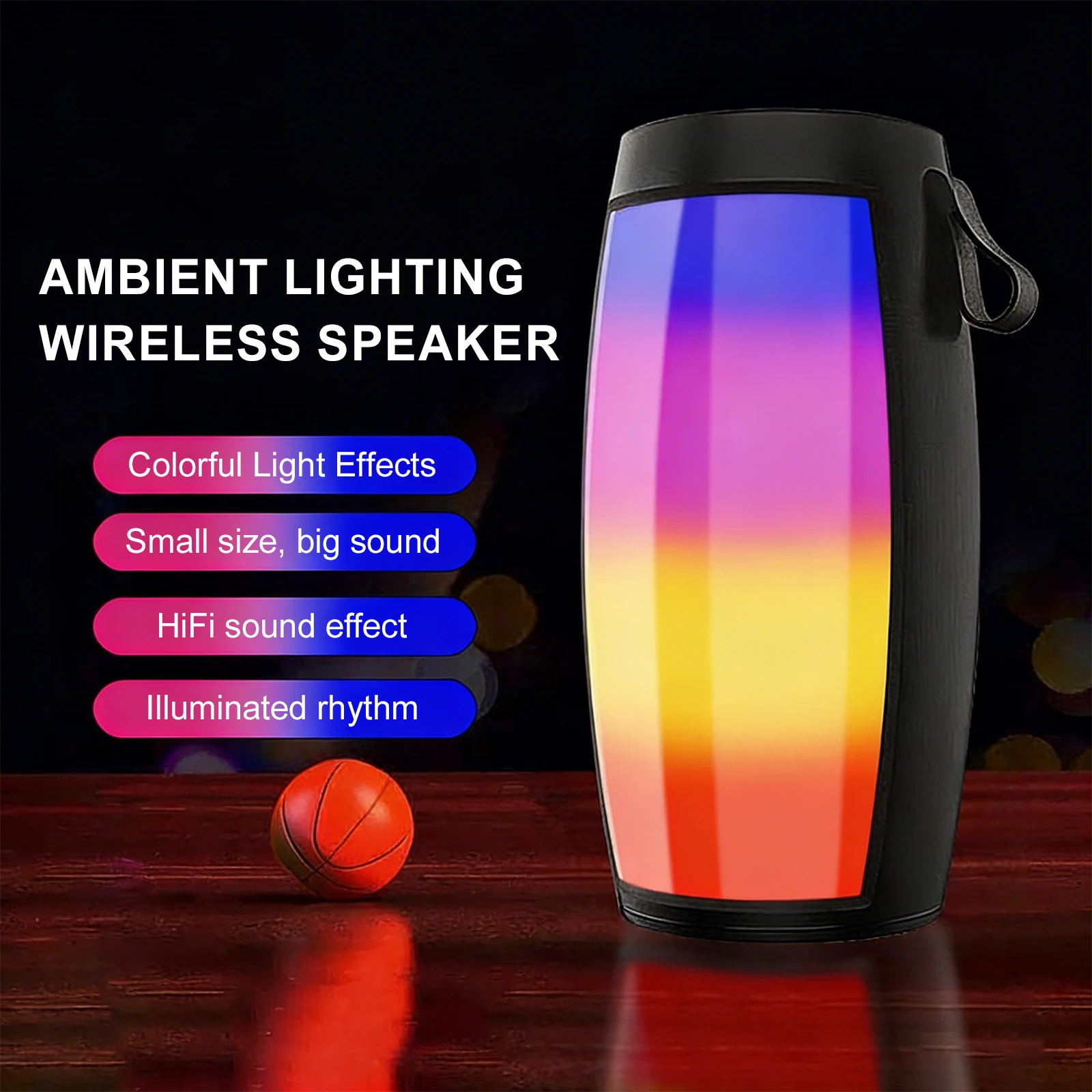 Outdoor Bluetooth Wireless Speaker with LED Lights and Dual Subwoofer