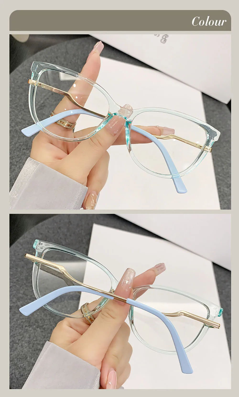 Fashion Eyeglasses Frame Trendy Computer Glasses  Eye Anti Blue Light Glasses Fashionable Tr90 Optical Spectacles For Party