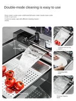 Silver Nano 304 Stainless Steel Digital Display Waterfall Sink Multifunctional Vegetable Washing Pool Integrated faucet 2