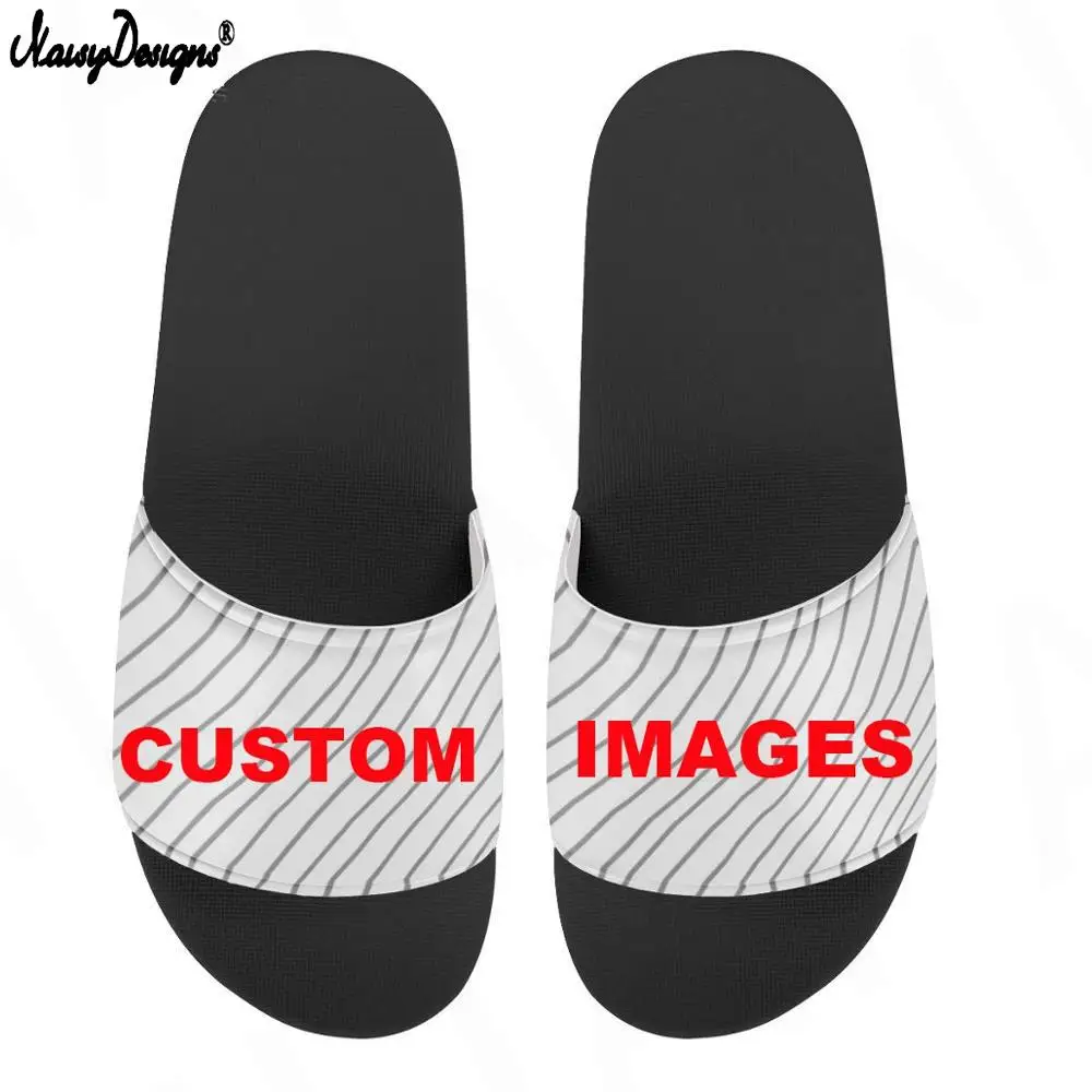 

Noisydesigns Custom Your Own Logo Image Text Photo Women Slippers Casual Summer Home Flip Flops Personilazed Black Shoe Dropship