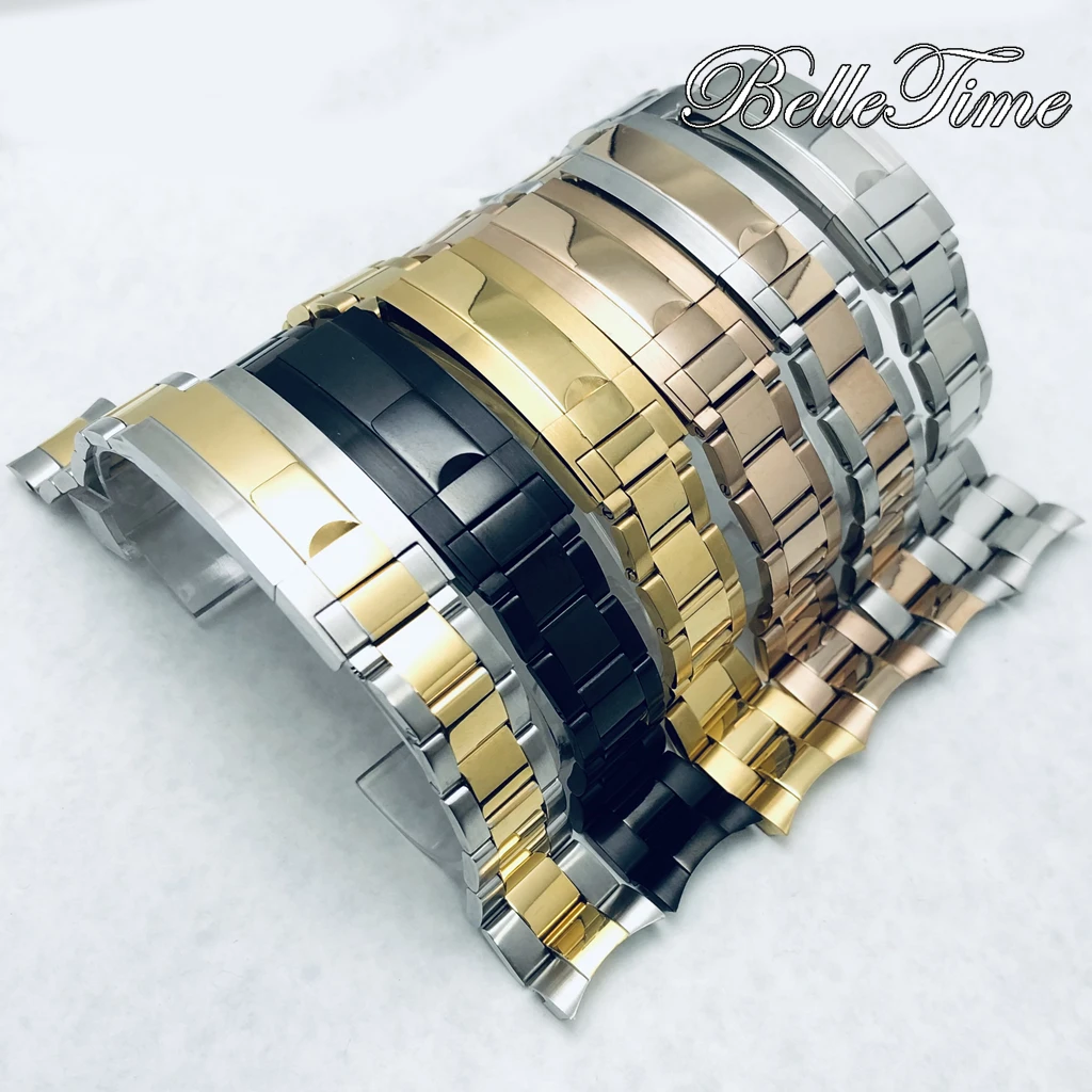 Premium 904L Stainless Steel Brushed & Polished Strap with Glide Lock Clasp, 20mm Width