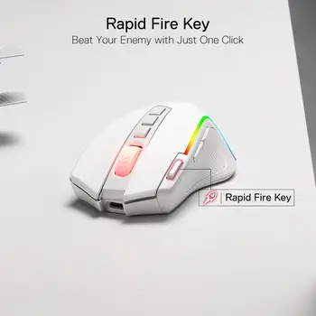 Redragon M612 PRO RGB 8000 DPI Wired/Wireless 9 Programmable Buttons 6 Backlit Modes Gaming Mouse, White 2