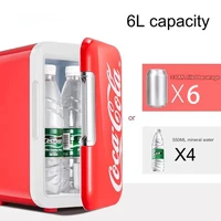 6L Mini Refrigerator Coca-Cola Multifunction Cosmetic Dormitory Warmer Cooler Fridge for Home Car Small Portable Fridge 12V/220V 4