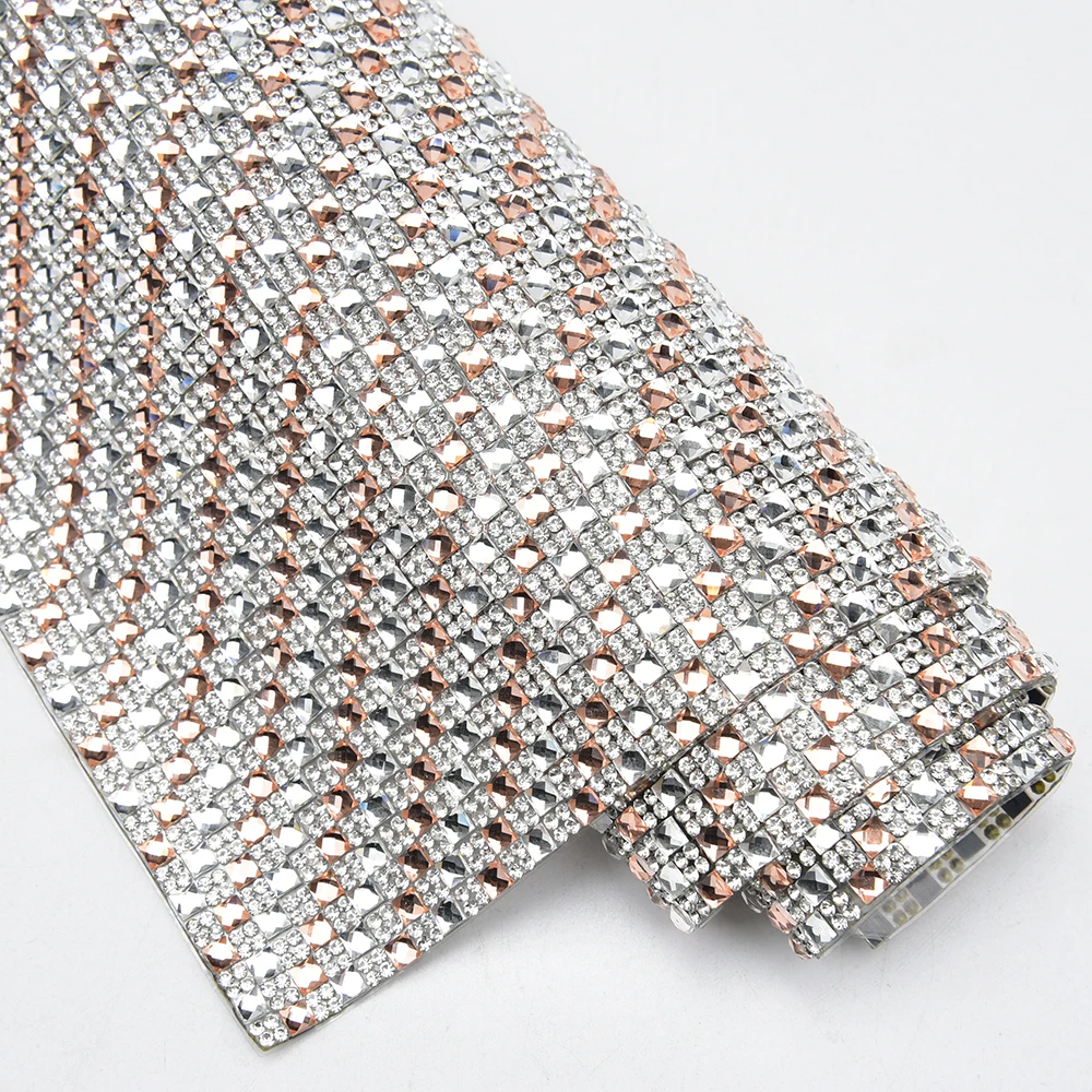 24*40Cm Rhinestone Sheet Self Adhesive Square Glass Crystal Mesh Applique  Banding Roll Sticker Diy Trim For Dresses Bags Garment - AliExpress