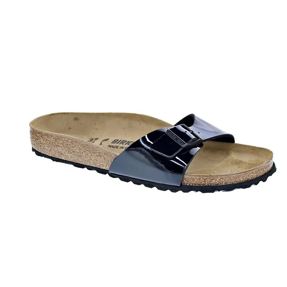 Birkenstock Mujer Chanclas Modelo Madrid Patent Color Negro Moda Mujer Verano Sandalias 100 % Originales