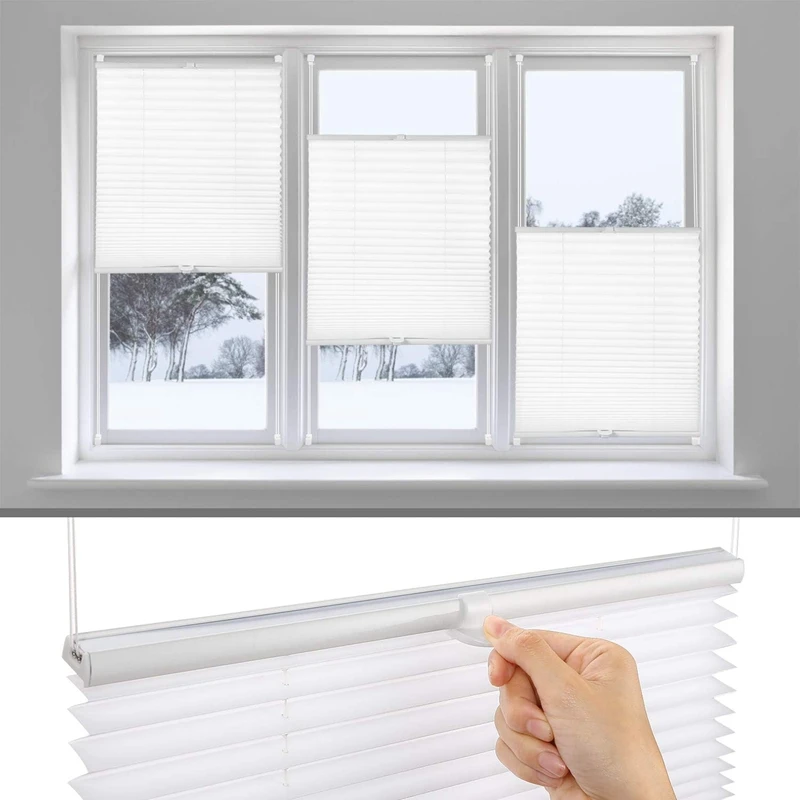 Pleated Blind, Klemmfix, No Drilling,Folding Roller Blind, Window Blind for Doors and Windows, Opaque, Privacy Protection, 5