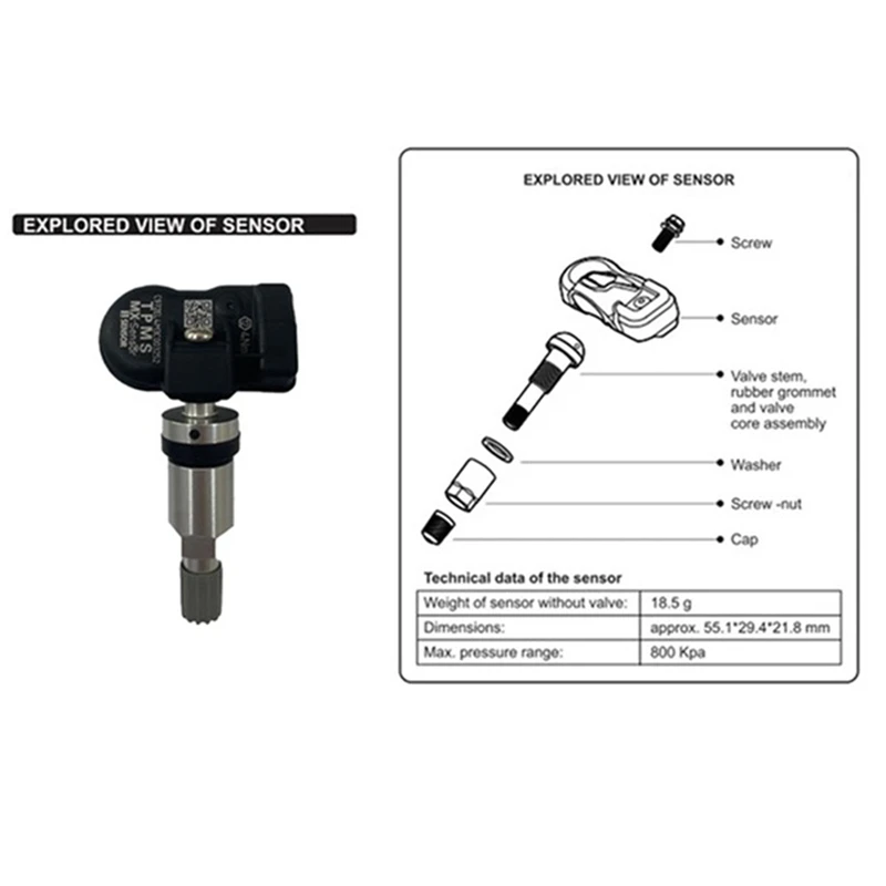 TPMS Sensor Programmable Fit For AUTEL Tire Pressure Monitoring System 433Mhz 315MHZ Sensor Universal 2 In 1