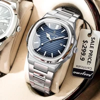 POEDAGAR Luxury Men Quartz Watch Waterproof Date Week Luminous Wristwatch Stainless Steel Men's Watches Male Clock Sports Reloj