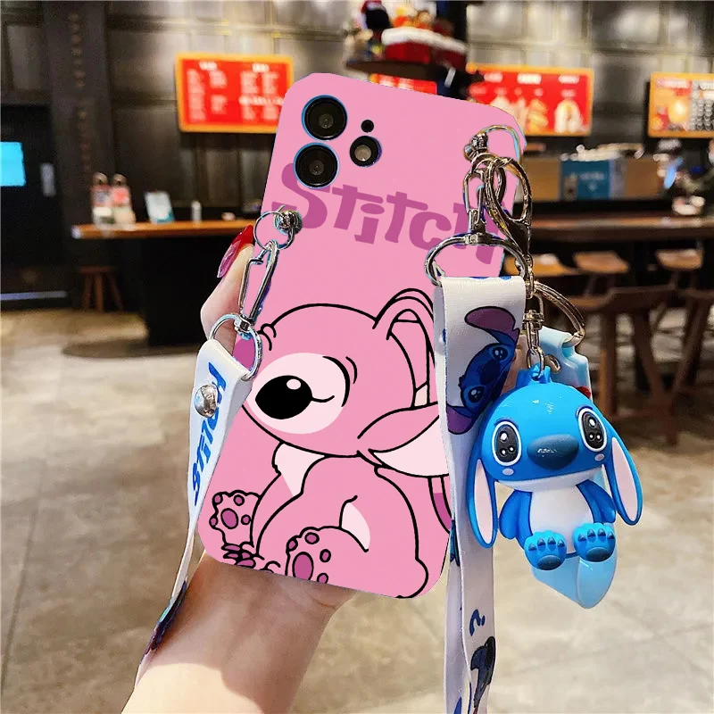 Anime Blue Stitch 3D Key Chain Cute Tpu Case For iPhone 14