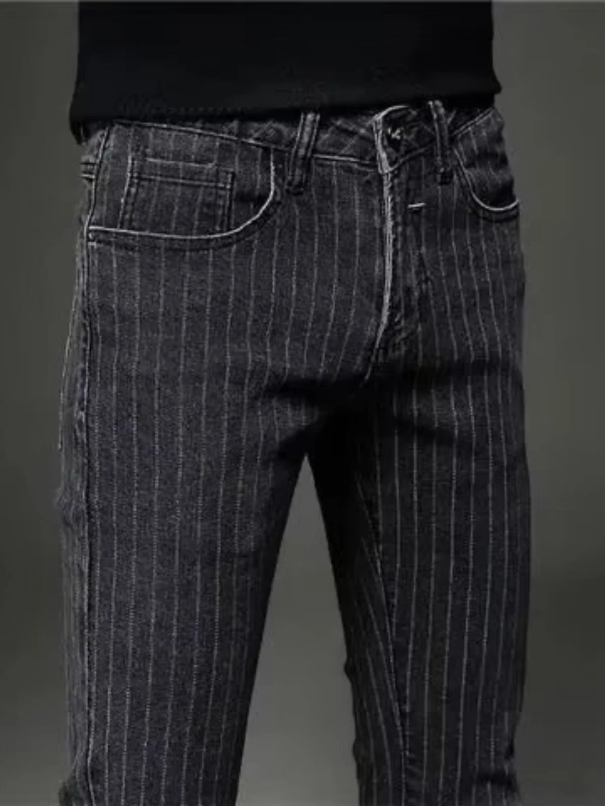 High-End Casual Slim Fit Men's Denim Jeans Korean Sle Stripe Trendy Comfortable Long Trousers Autumn Winter New Arrival
