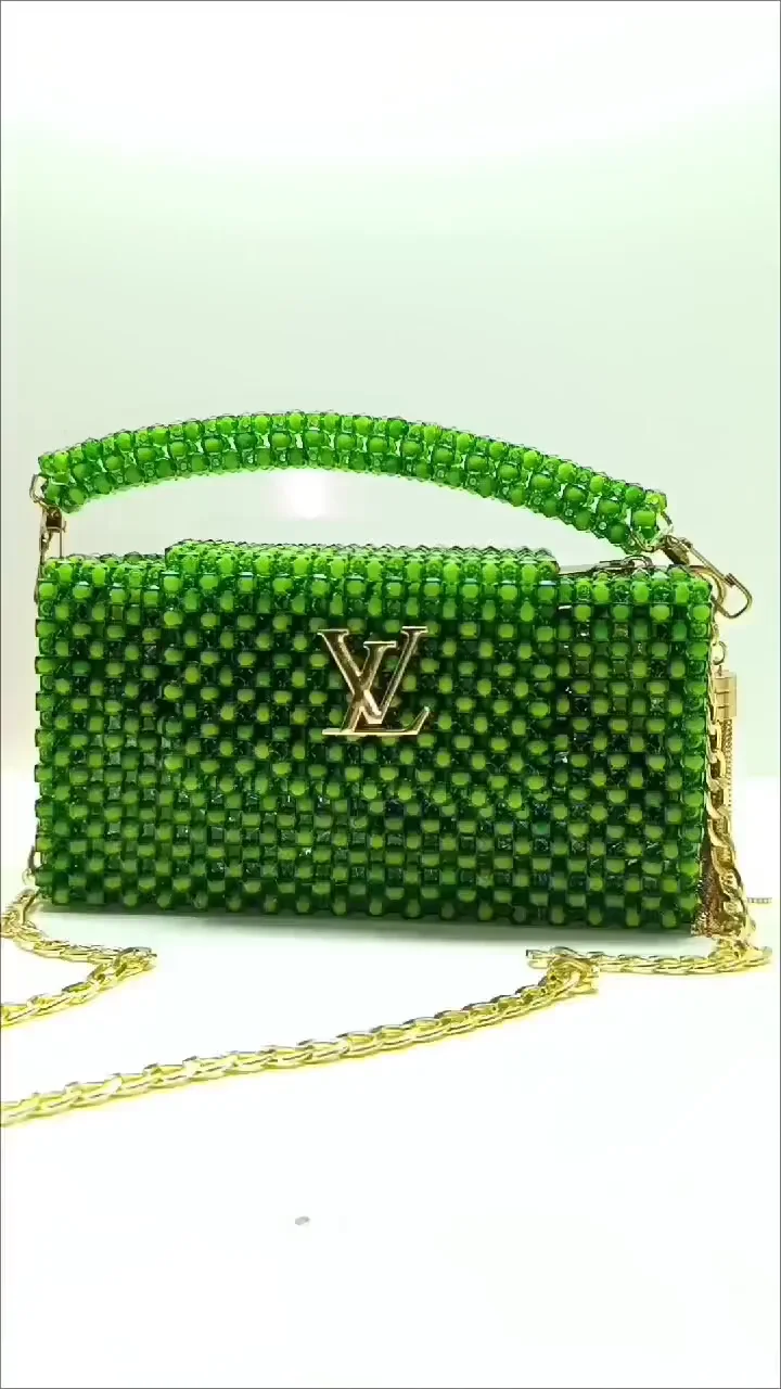 Handmade Pearl Beaded Moti Handbag for Ladies, Medium Size, Waterproof, Zipper Closure, Crossbody Strap, Casual and Formal Wear