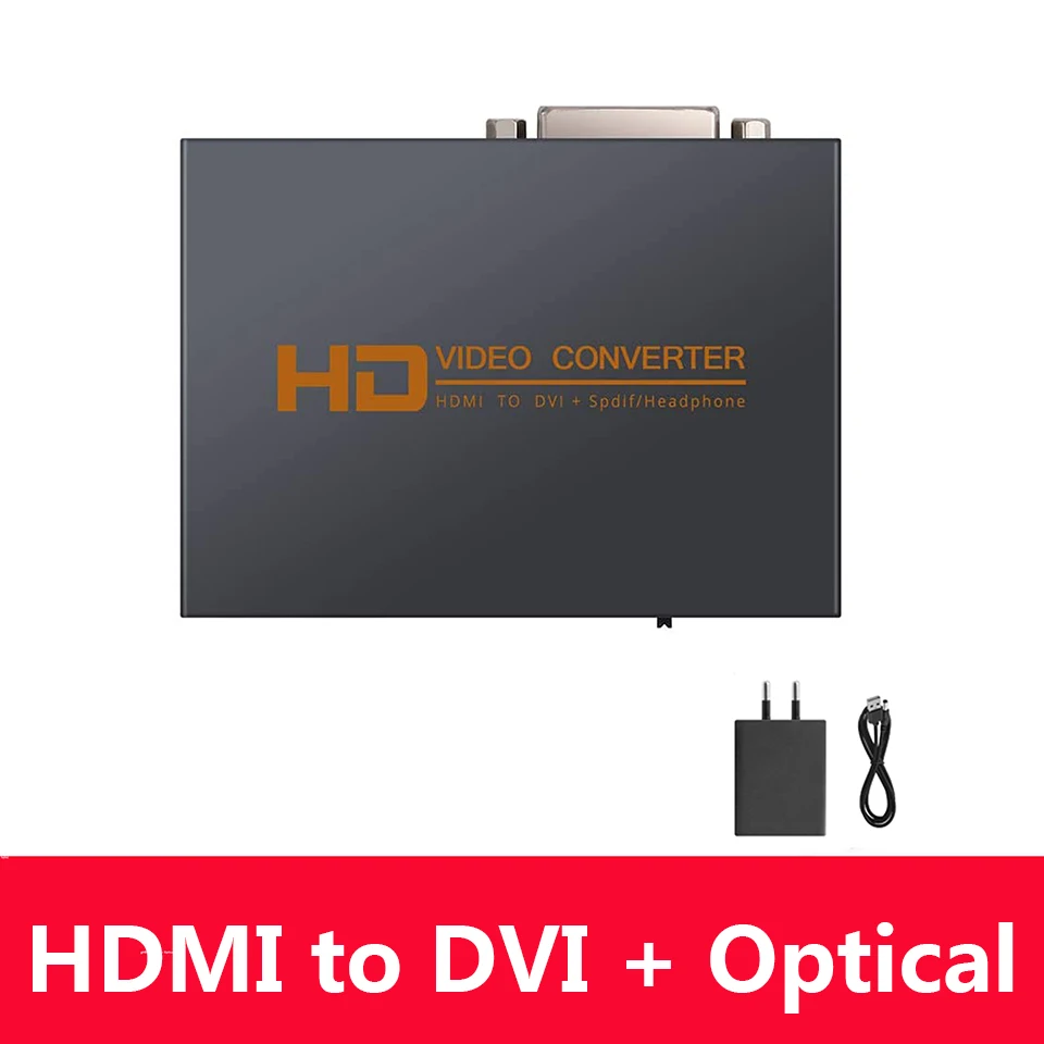 1080p HDMI to DVI 변환기 HDMI to DVI + 광학 Toslink SPDIF + 3.5mm 스테레오 오디오