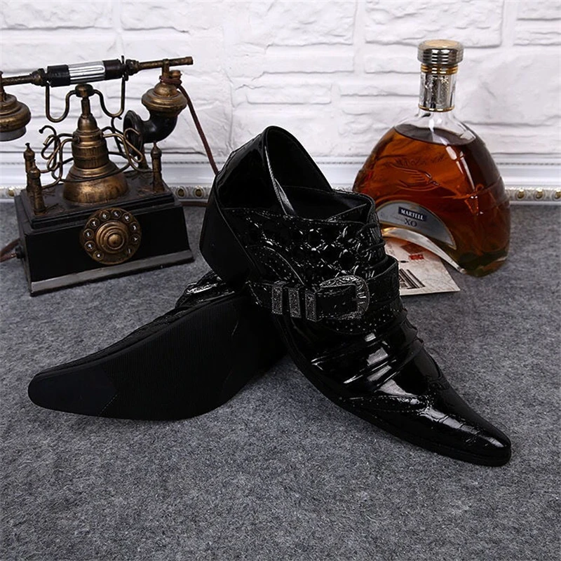 Pointed casual shoes with a height of 6cm, men's casual shoes, fashionable Korean version for business and leisure