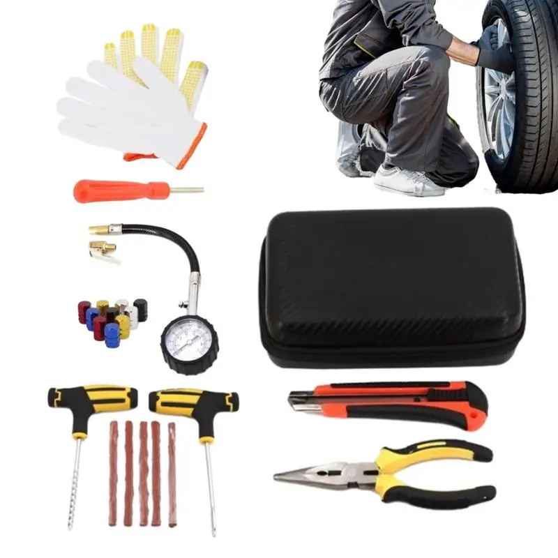 

Car Tire Repair Kit PVC Automotive Emergency Wheel Repairing Tool Storage Bag Convenient Tire Patch Tool Kit For Cars Accessory