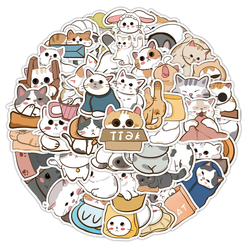

60/120Pcs INS Funny Cartoon Cats Stickers PVC Waterproof Stickers Decals For Kids Boys Girls Toys Gifts