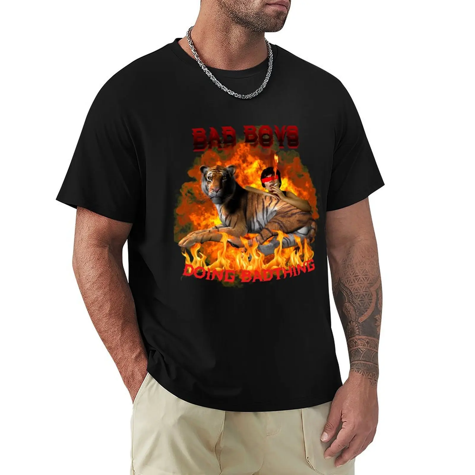 

bad boys doing bad things flame ver T-shirt blanks aesthetic clothes blacks quick drying t shirts men