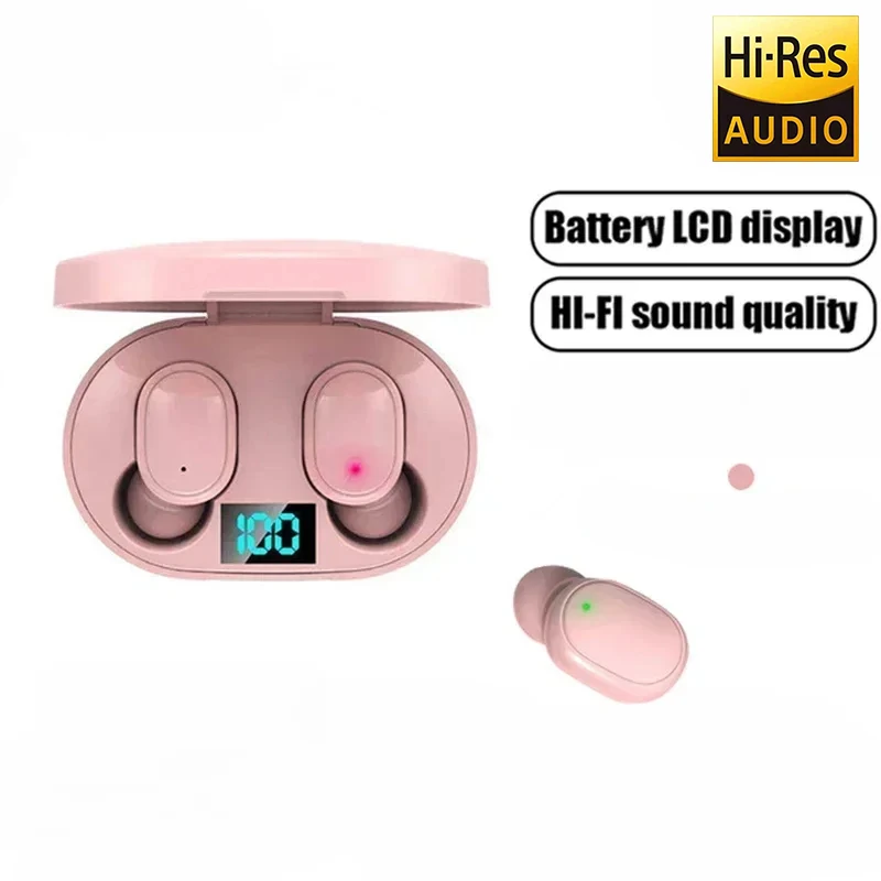 Noise Cancelling Wireless Bluetooth Earbuds with LED Display and Mic