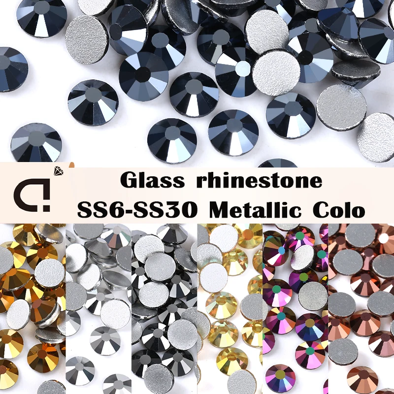 VCCrystal SS4-30 Metallfarbene Strasssteine mit flacher Rückseite, glitzernder dekorativer Kristallglasstein für Nagelkunst-Kleider, aufklebbare Strasssteine – Detail 1
