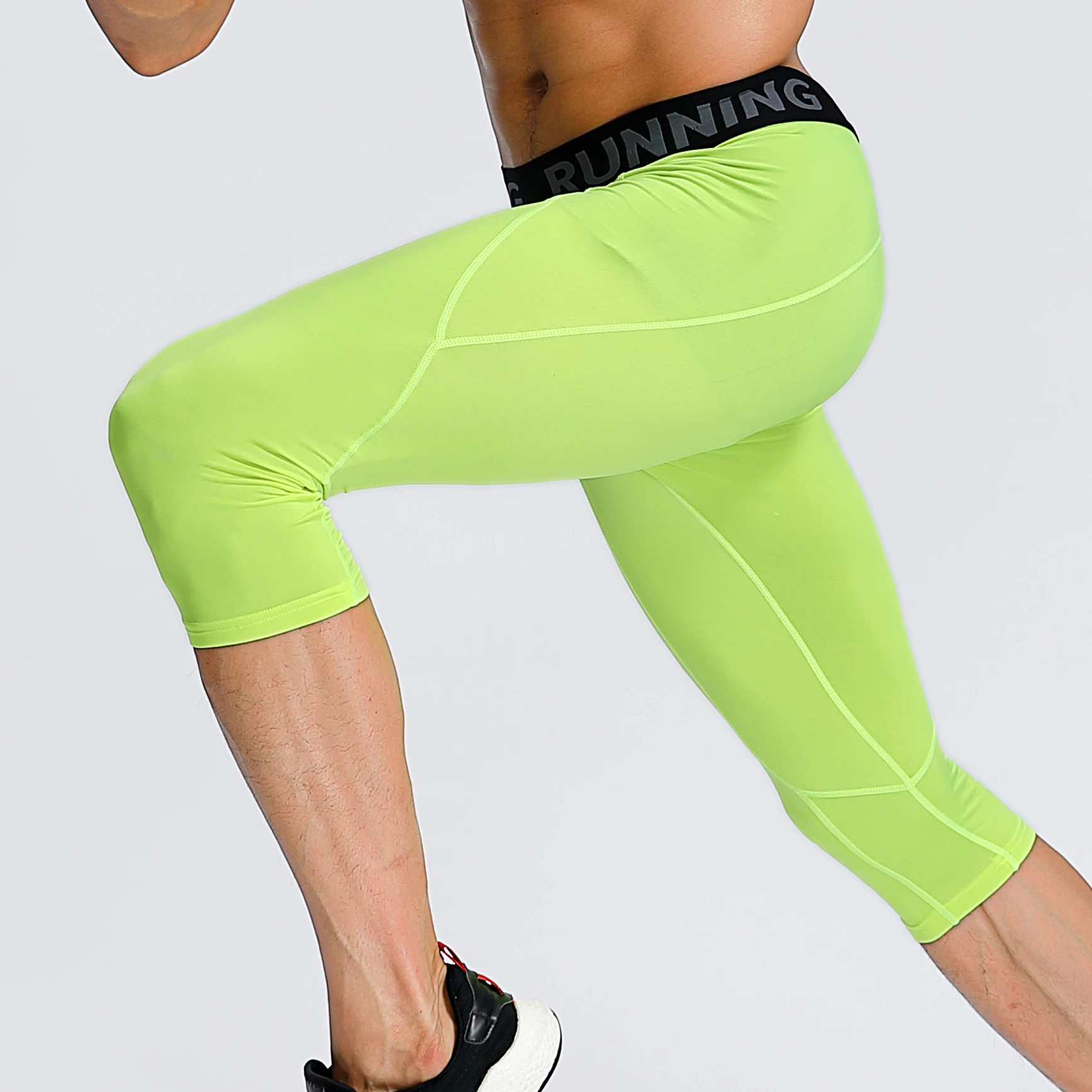 Men Running Pants Leggings Outdoor Sport Yoga Gym Guys Fitness Basketball Cycling Soccer Tights 3 4 Pant Quick Drying Breathable