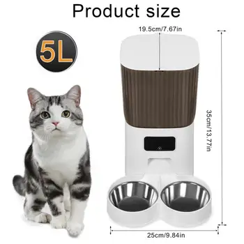 Smart Pet Feeder with Dual Bowls, WiFi APP Remote Control 5L Transparent Storage Bucket Automatic Cat Food Dispenser, Timed Quan 6