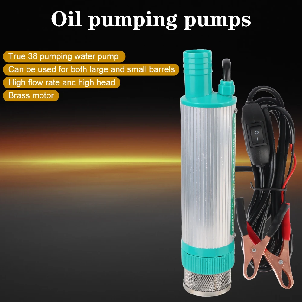 Oil Pump 30L/min Mini For Pumping Diesel Oil Water Submersible Aluminum Alloy Shell Fuel Transfer 12V Car Electric DC Refueling