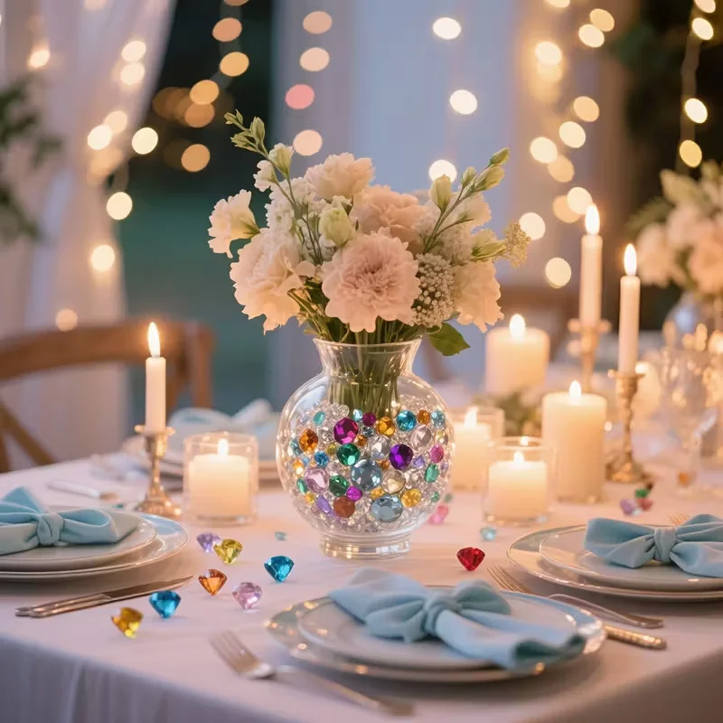 1500 Stück 4–6 mm Diamanten Kristalle Acryl Edelsteine Hochzeit Tisch verstreute Edelsteine Weihnachtsfeier Dekorationen Schmuckherstellung DIY – Detail 7
