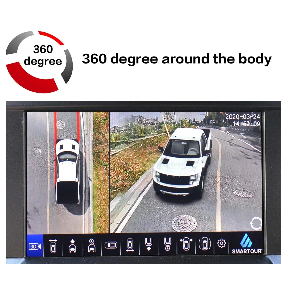 Smartour HD 1080P 3.5D 360 Degree Bird View Car System Cameras Car Parking Surround View Video Recorder DVR Monitor AHD 4K 360 panoramic camera 360 degree camera