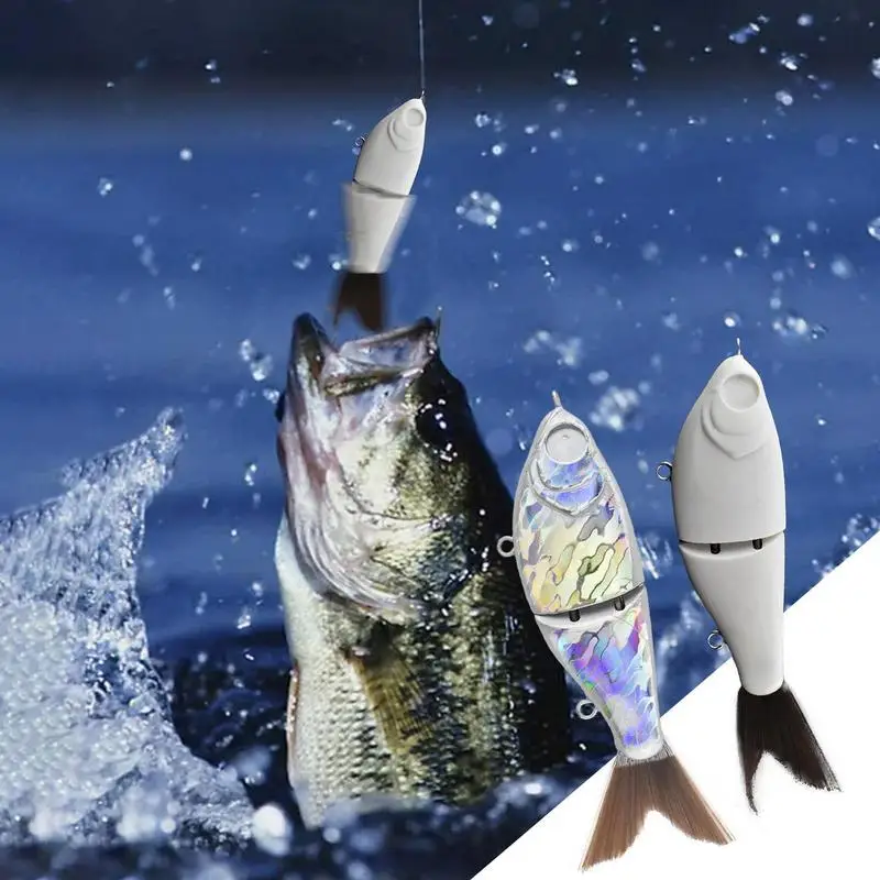 12CM Unpainted Glider Swimbait Blank Artificial Slow Sinking Swim Bait DIY Pike Fishing Lures Rattles Glide Bait Fishing tools