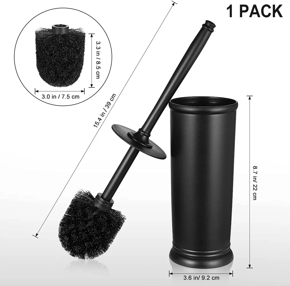 1pc Black Toilet Brush With Holder Household Cleaning Tools Black Plastic Handle Toilet Cleaning Products Bathroom