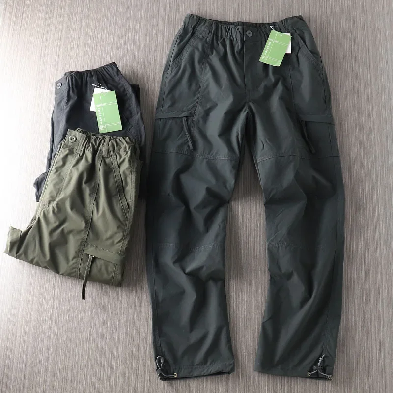 Men's Outdoor Waterproof Thin Quick-Dry Pants Windproof Pocketed Cargo Pants Sport Climbing Pants Multi-Pocketed Casual Pants