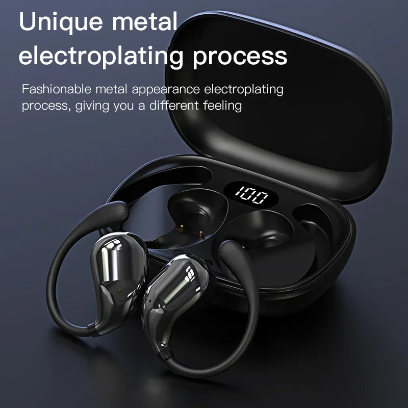 OWS Hanging Ear Wireless Bluetooth Headset Ultra-long Life Not Into The Ear Open Sports Noise Canceling Headset Digital Display