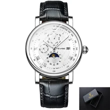  Tevise Big Men Watch Luxury Brand Tourbillon Automatic Mechanical Watch Men Date Week Month Display Waterproof Men Leather Watch 