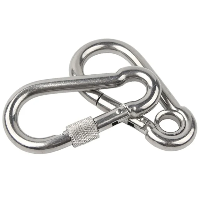 Mosquetón a presión de acero inoxidable, gancho de anillo de bloqueo de enlace rápido, grillete de cadena, 1-5 piezas, M4, M5, M7, M8, 304 - Imagen 3