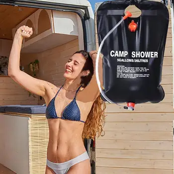 Solar Showers For Camping 20L Water Tank Solar Heated Portable Shower Bag Foldable Water Organizer With Removable Hose Large 2
