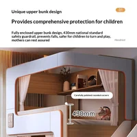 Lit superposé simple pour enfants, style flottant, avec barrière haute et séparation d'intimité, lit double avec doubles étagères 6