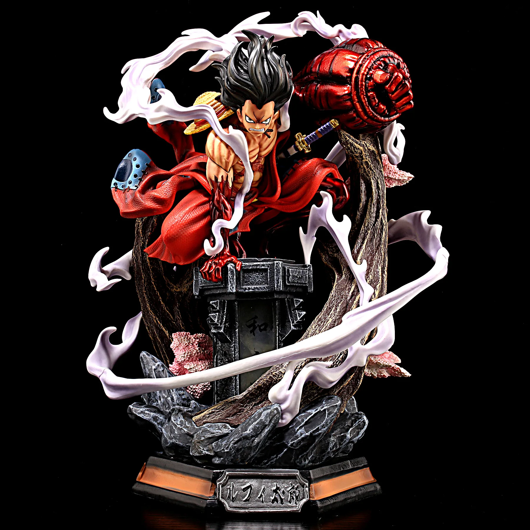 One Piece Anime Figure 26cm Wano Gear 4 Luffy 2 Head Pieces Statue Figures  Collectible Model Decoration Toy Christmas Gift
