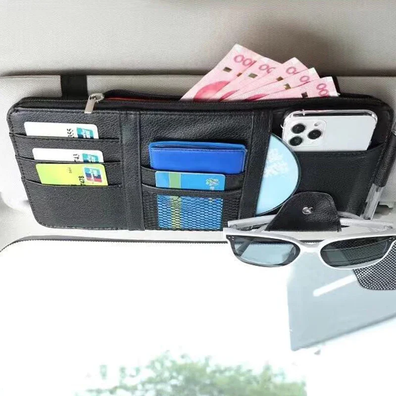 Auto Sonnenblende Organizer Multi-Pocket Tasche Auto Sonnenblende Organizer Reißverschluss Typ Kartenhalter Lagerung Auto Innen Zubehör – Detail 10