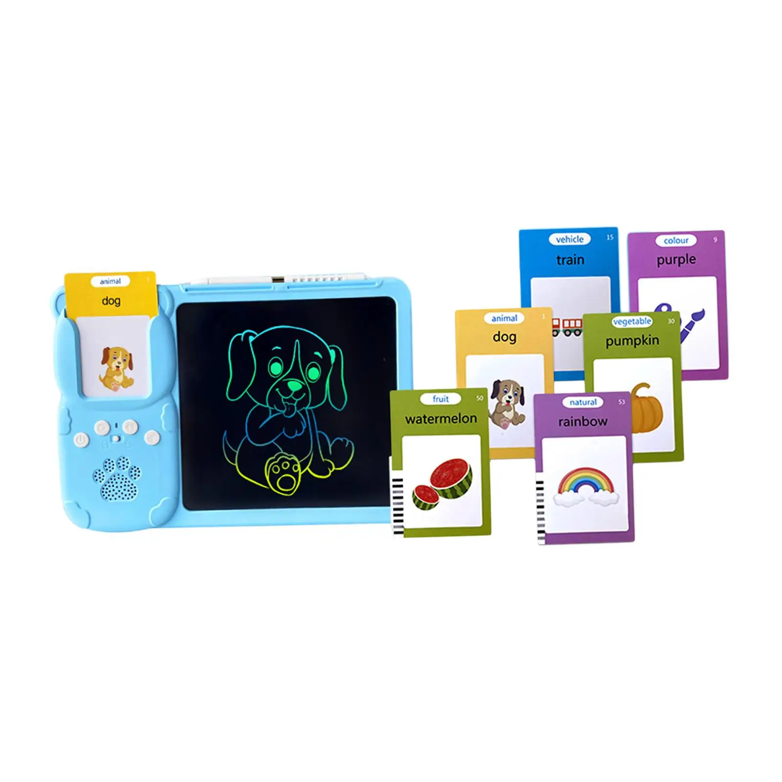 Talking Flash Cards Writing Tablet Montessori Educational Speech Toys with Drawing Board for Girls Boys Age 2-6 Child Gifts