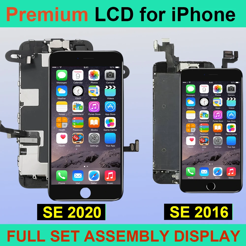 

ЖК-экран для iPhone SE 2020 SE2, полный комплект для замены дисплея для iPhone SE 2016, полный сенсорный дигитайзер в сборе + фронтальная камера