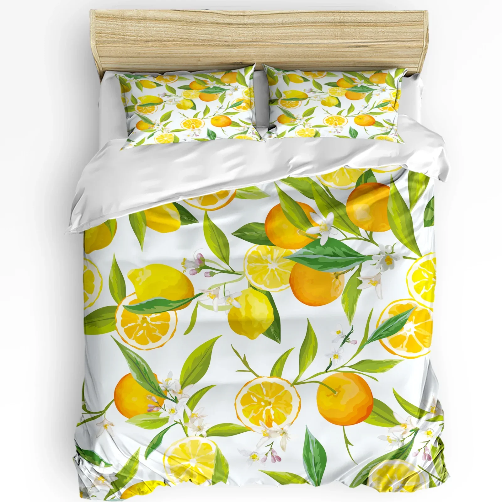 

Lemon Flower Leaf Fruit Printed Comfort Duvet Cover Pillow Case Home Textile Quilt Cover Boy Kid Teen Girl 3pcs Bedding Set