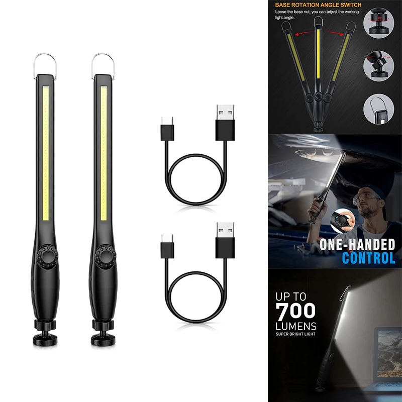 

COB LED Flashlight Magnetic Work Light USB Rechargeable Torch Hook Lantern Inspection Light Camping Car Repair Lamp