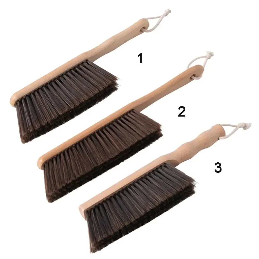 1PCS/2PCS Natural Wood Bristles Brush Anti-static Desktop Bar Grinder Coffee Powder Cleaning Brushes Domestic Bed Sweeping Broom_voghion.com