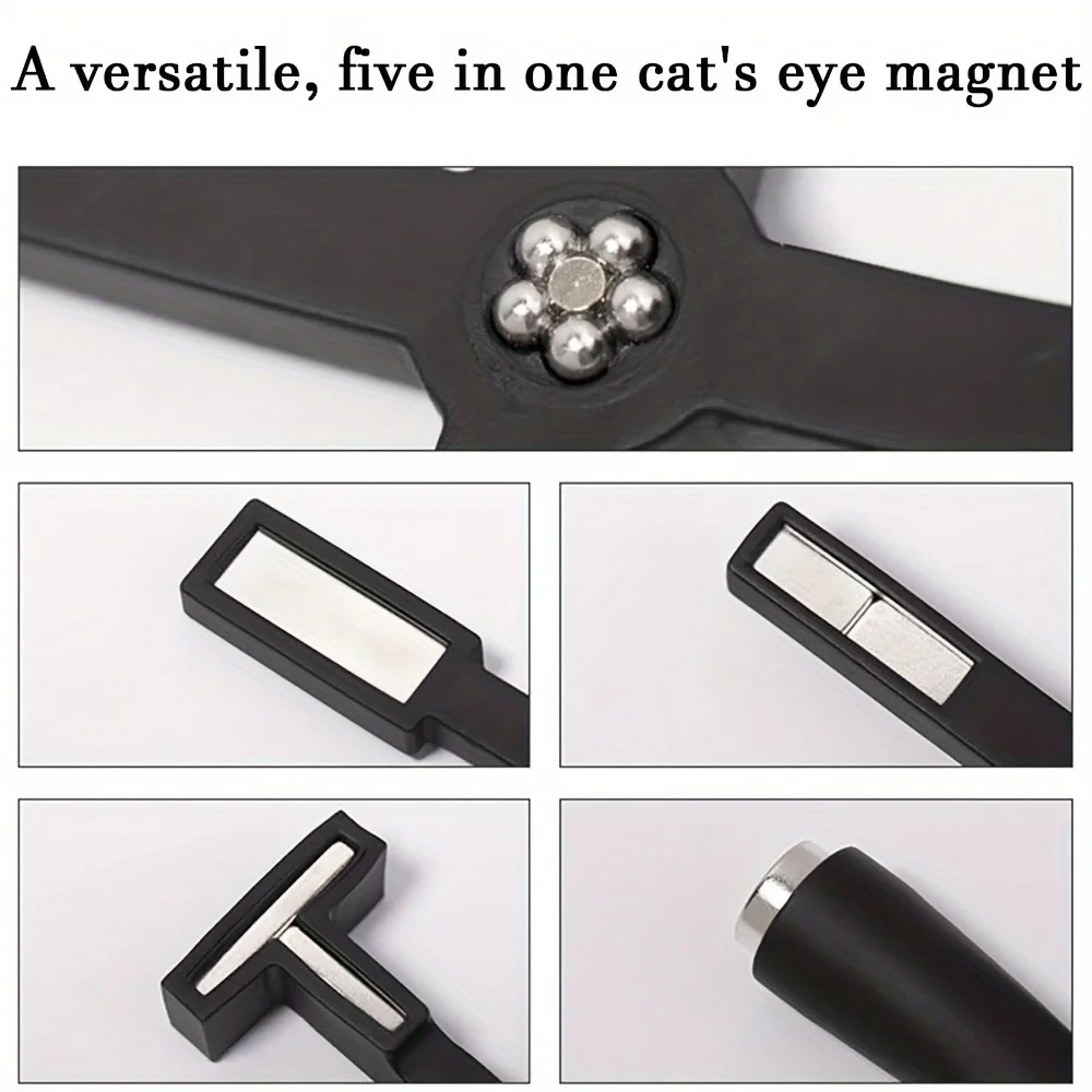 Magnetic nail art tools YIKOOLIN 5-in-1 Nail Art Magnet Stick Multi-function Cat Eye Gel Tool Manicure Design Cross Strong Magnet for Nail Gel Polish
