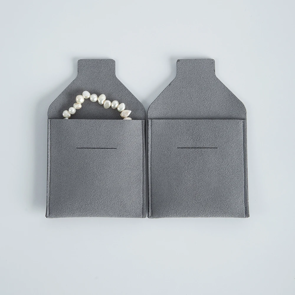 Bestseller Dicke Mikrofaser-Umschlagtaschen aus Wildleder für Schmuck, Kleine Größe 5,5x5,5cm, Verpackungs-Organizer für Ringe, Halsketten und Ohrringe – Detail 2
