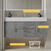 Wall Mounted 48 Inch Grey Bathroom Vanity with Sintered Stone Countertop and Ceramic Basin Storage Moisture-proof Easy Assembly 5