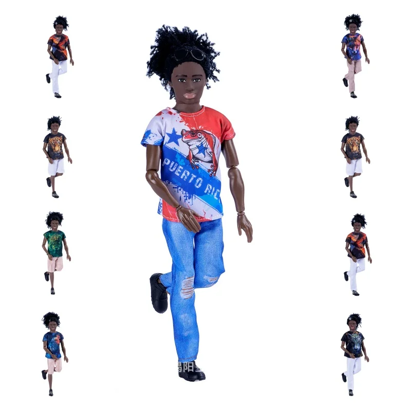 1/6 Cool Boy African Black Skin Man Doll Fashion Clothe BJD 30CM Chocolate Skin Dirty Braid Doll Joints Movable Kids DIY Toy