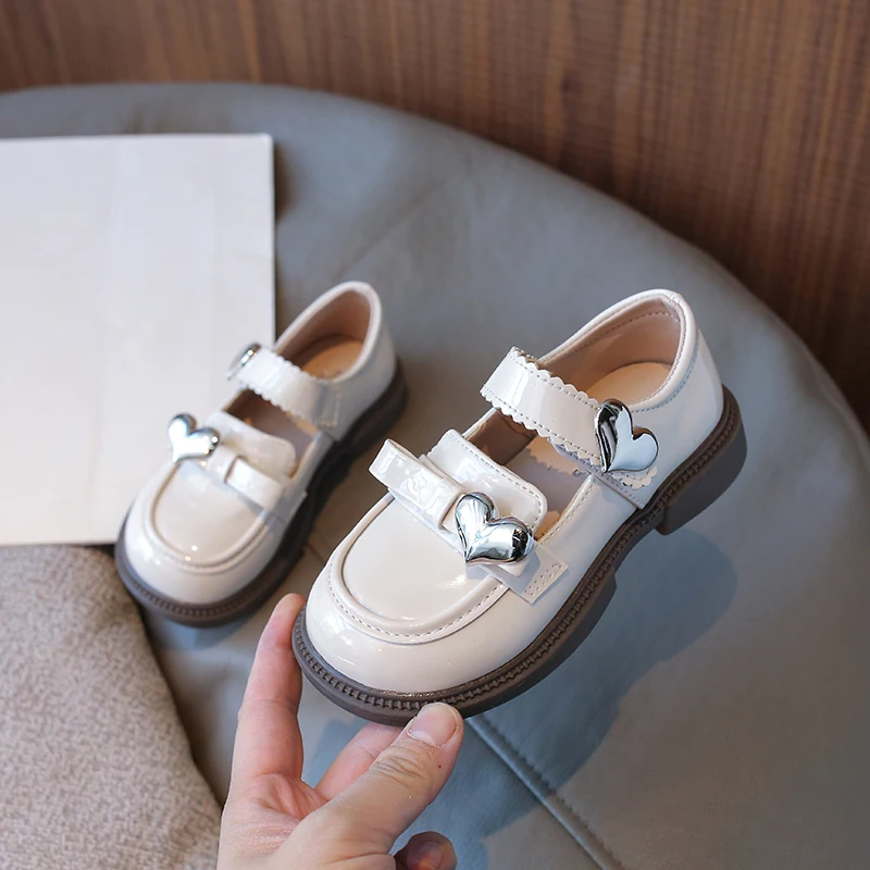 Children's Leather Shoes Glossy Black School Girl Shoes Fashion Autumn Kids Princess Causal Mary Jane Sweet Chic