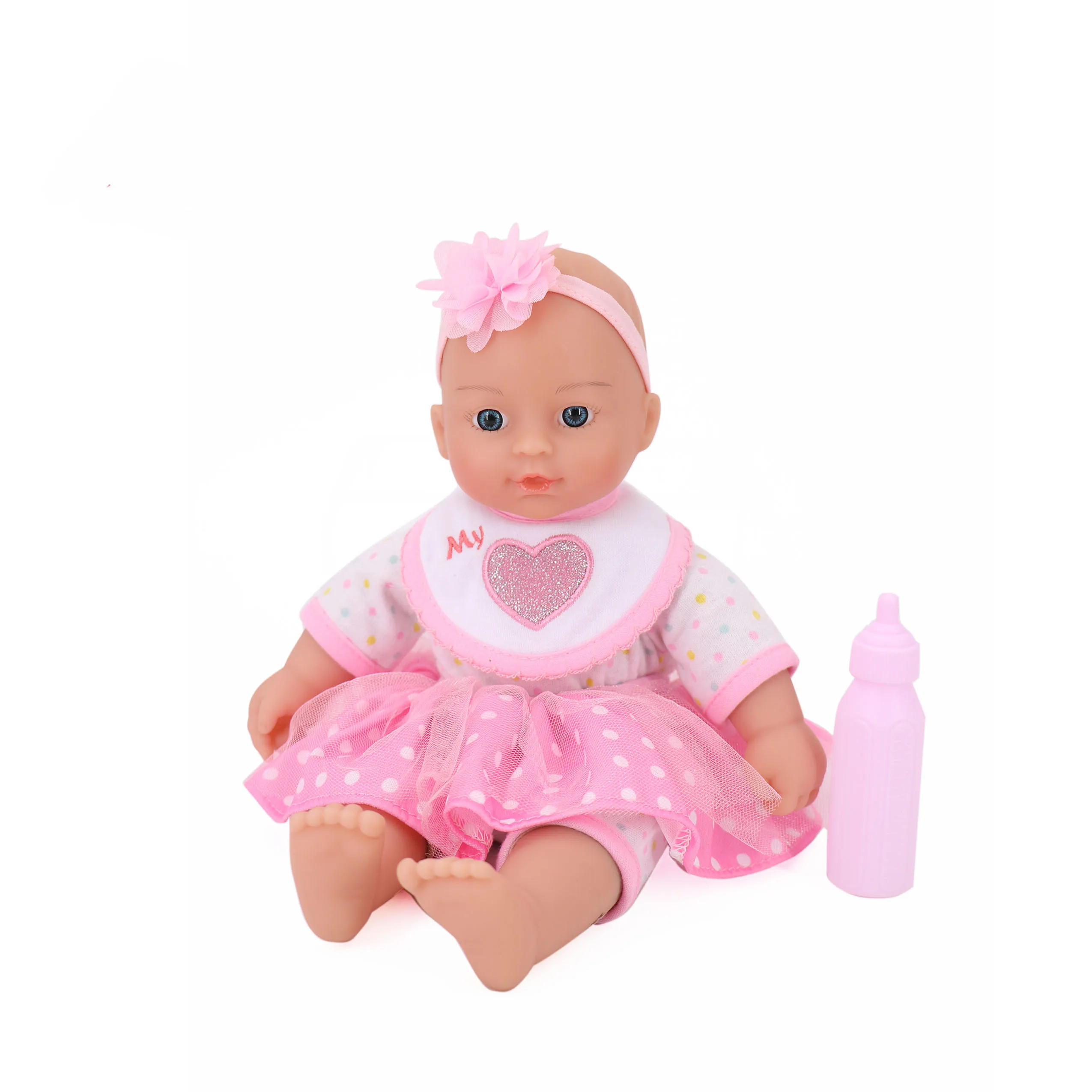 YHM11-inch Sweet Love baby , 100% Machine Washable, Comes with White Baby Bottle，Soft Body Vinyl Play Toy Gift for Toddlers